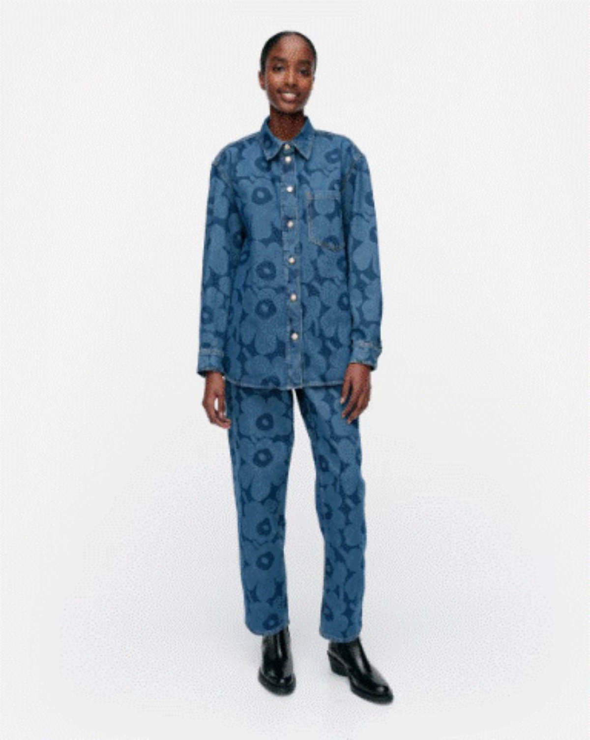 Marimekko Maridenim Unikko Barrel Jeans - Indigo | Garmentory