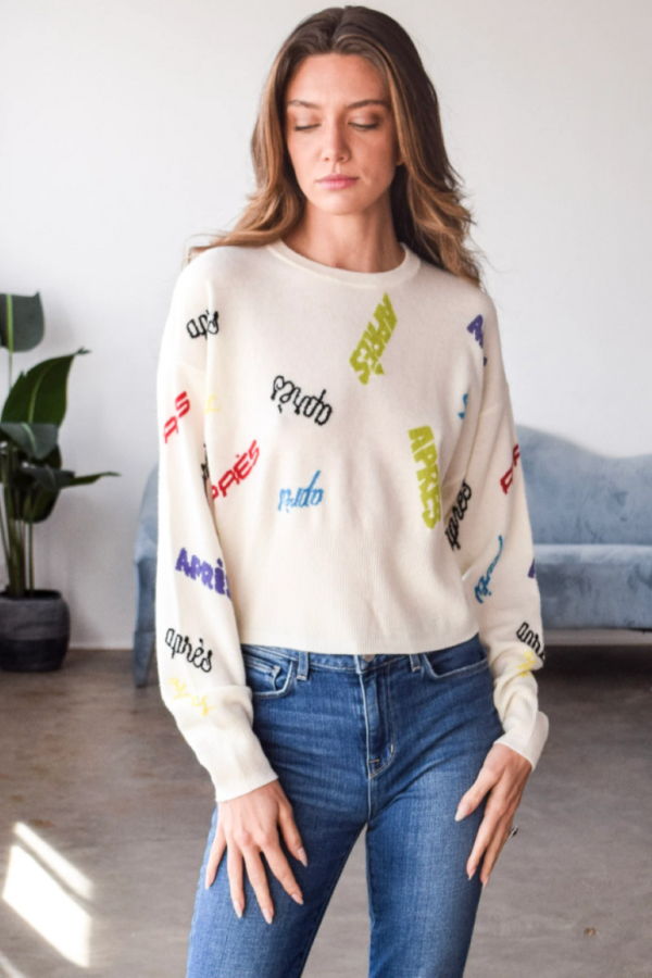 Never a Wallflower Après Cashmere Crewneck - Cream
