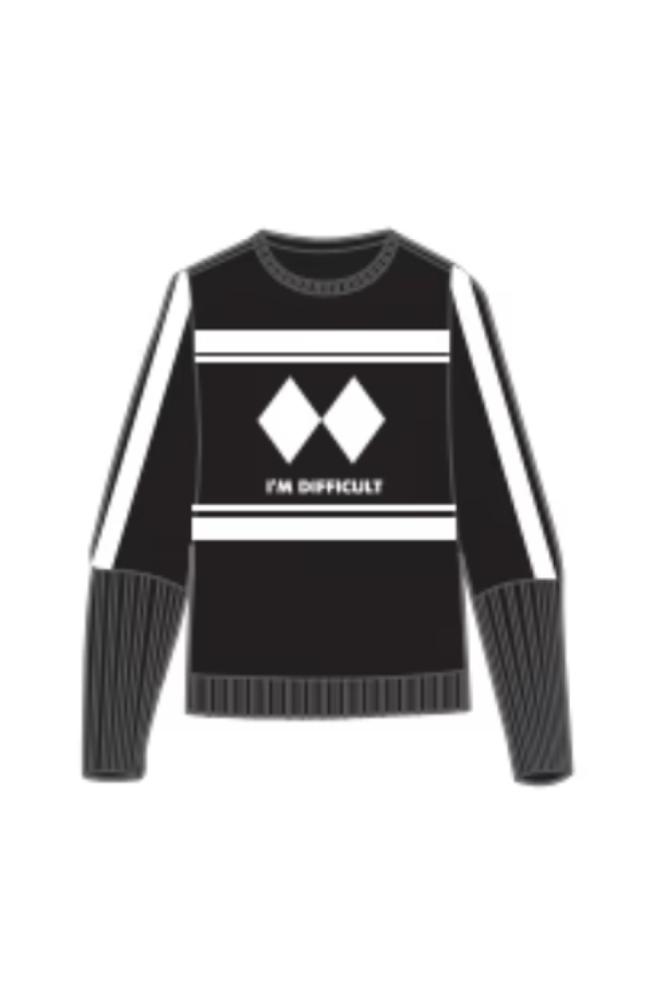 Never a Wallflower "I'm Difficult" Cashmere Crewneck - Black