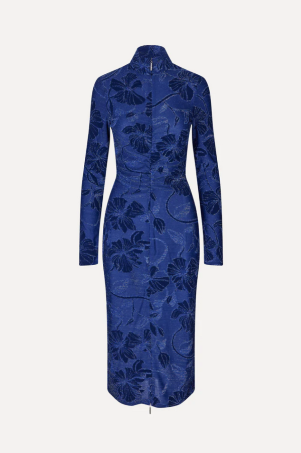 Stine Goya Gathered Long Sleeve Midi Dress - Blue | Garmentory