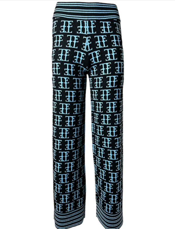 Team Event Jacquard Knit Pant - Ice Blue/Black