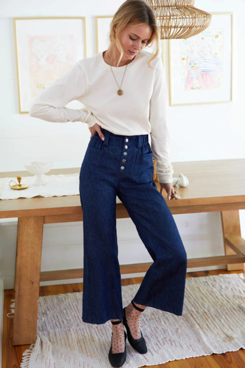 Emerson Fry Tulip Crop Flare Pants - Indigo Emerson Fry Tulip Crop Flare Pants - Indigo