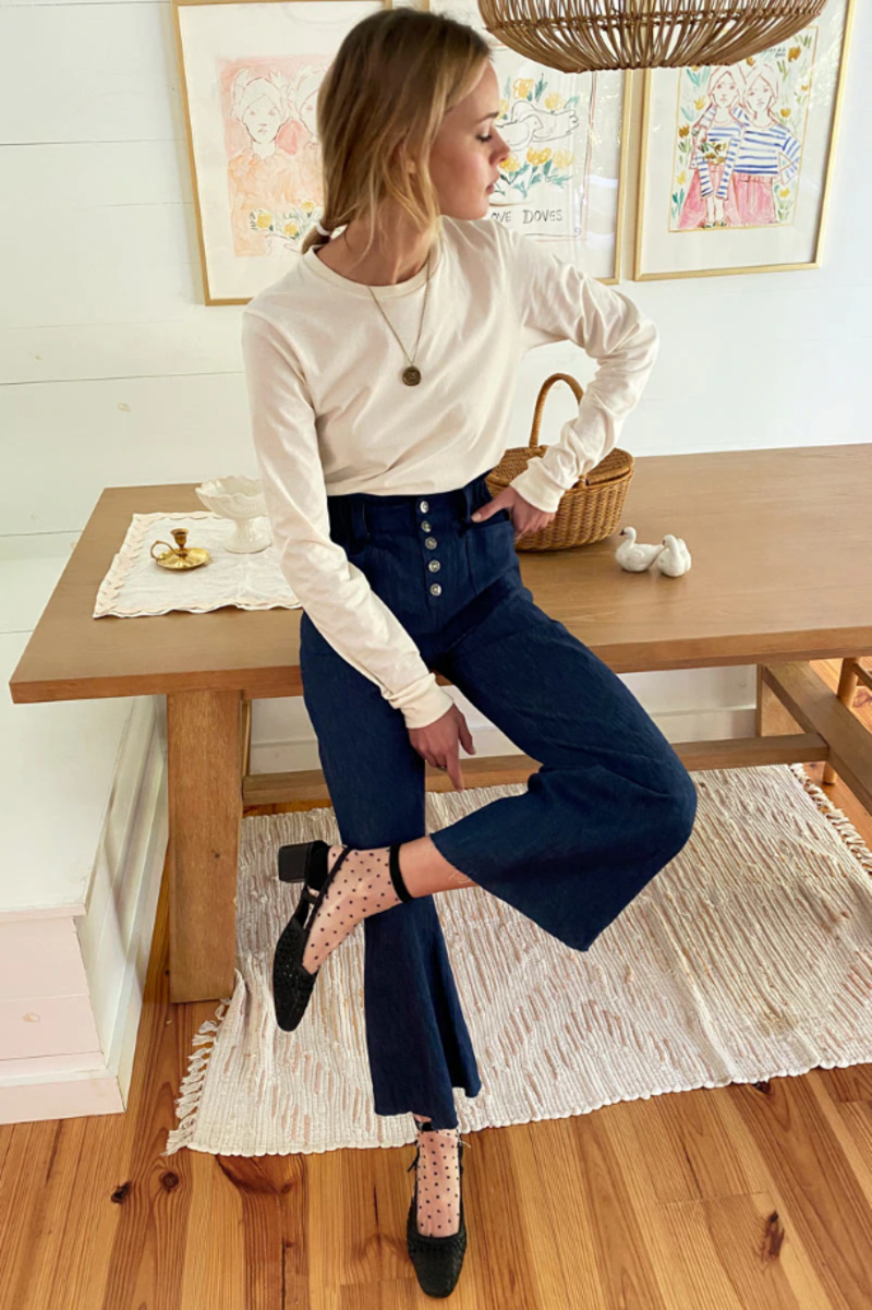 Emerson Fry Tulip Crop Flare Pants - Indigo Emerson Fry Tulip Crop Flare Pants - Indigo