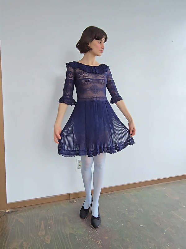 adrianna papell women's v neck lace embroidery dress Navy Short Sleeve Beaded Floral Embroidery Gown main image 0