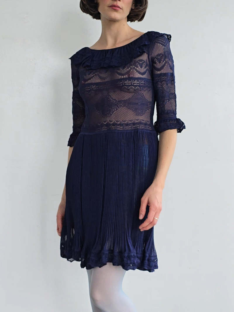 chinese dress ladies Chiffon and Lace Dress - Alberta Ferretti | Espace Cannelle