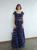 Vintage Anne Fontaine Tiered Lace Dress - Navy Blue - Thumbnail 2