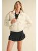 Mable Bianca Puffer Jacket With Ribbon Bow - Ecru - Thumbnail 3