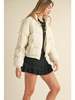 Mable Bianca Puffer Jacket With Ribbon Bow - Ecru - Thumbnail 4