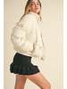 Mable Bianca Puffer Jacket With Ribbon Bow - Ecru - Thumbnail 5