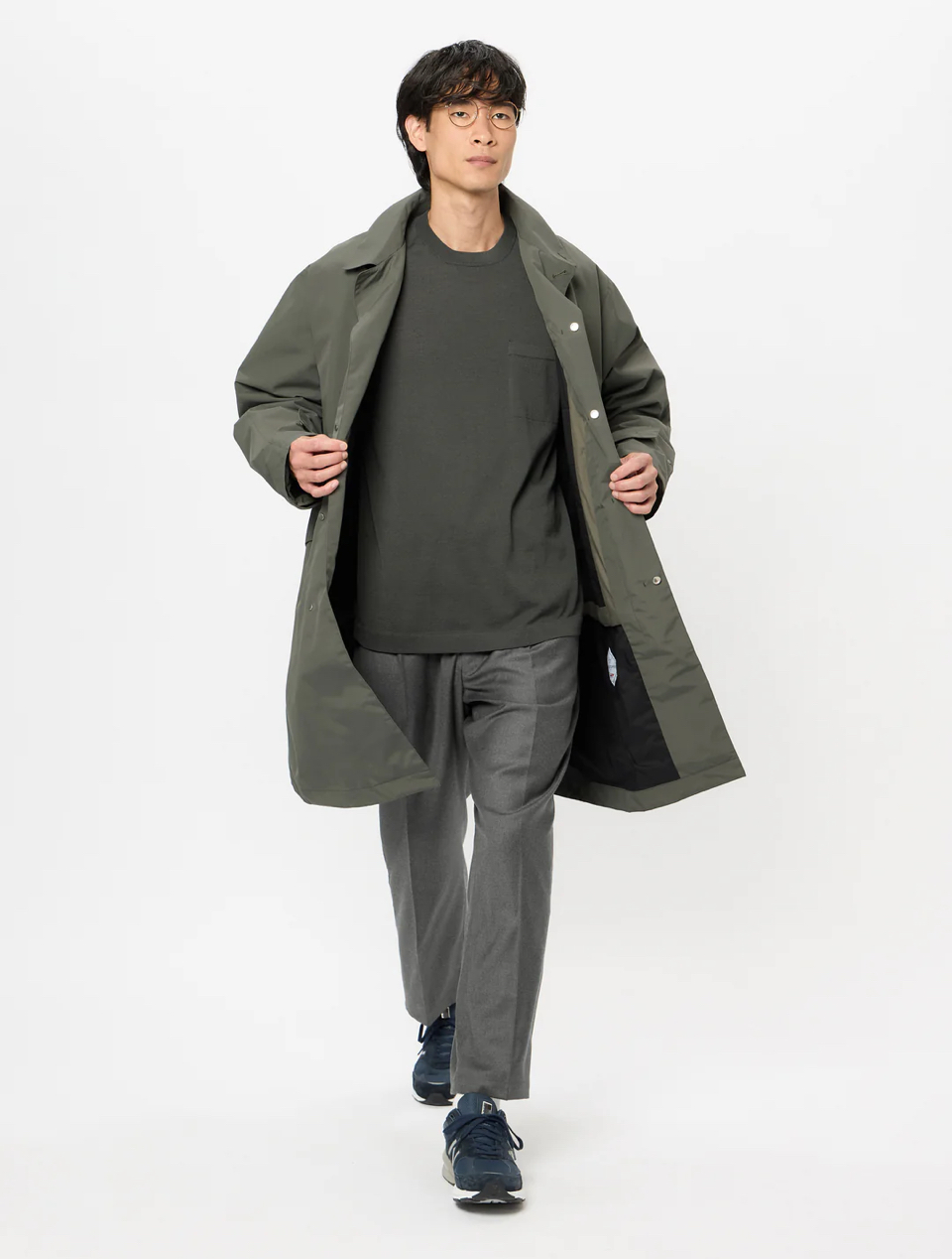 Goldwin One Tuck Wool Relax Pants - Mix Charcoal | Garmentory