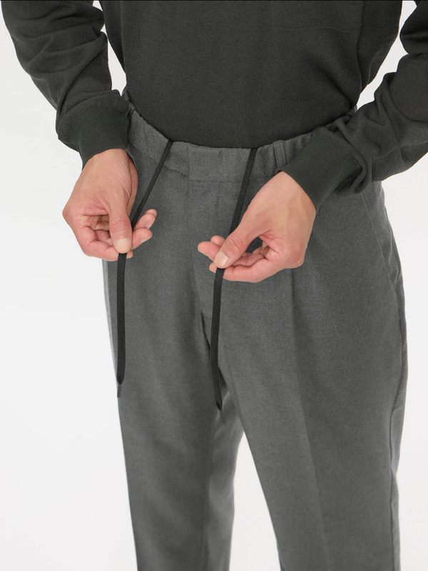 Goldwin One Tuck Wool Relax Pants - Mix Charcoal | Garmentory
