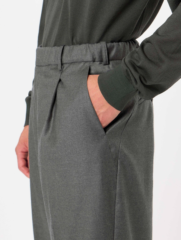 Goldwin One Tuck Wool Relax Pants - Mix Charcoal | Garmentory