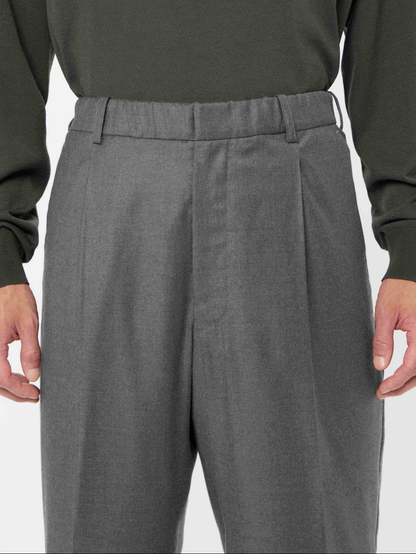 Goldwin One Tuck Wool Relax Pants - Mix Charcoal | Garmentory