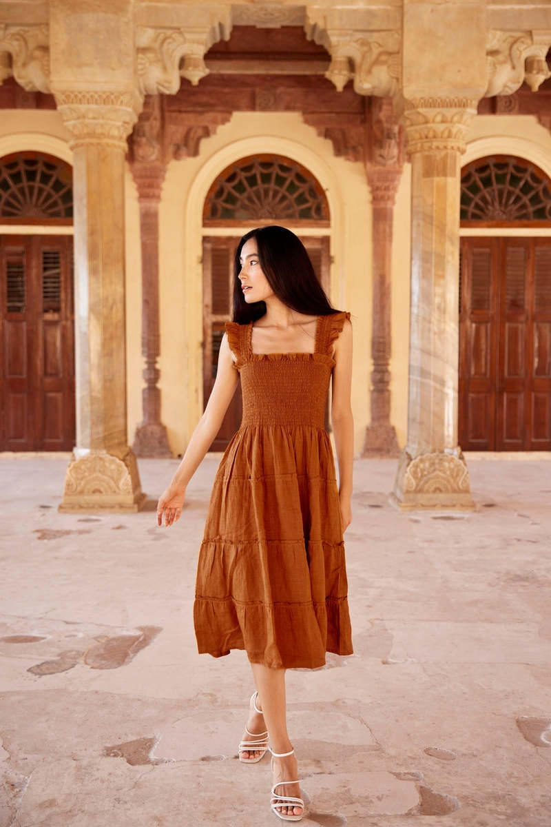CQC LA Alma Linen Midi Dress CQC LA Alma Linen Midi Dress