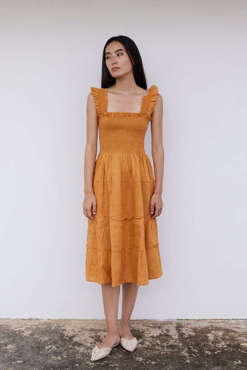 CQC LA Alma Linen Midi Dress CQC LA Alma Linen Midi Dress