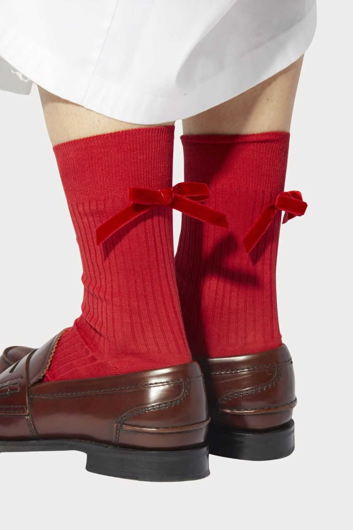 Maria Fs Red Maria La Rosa One Ribbed Velvet Bow - Red | Garmentory