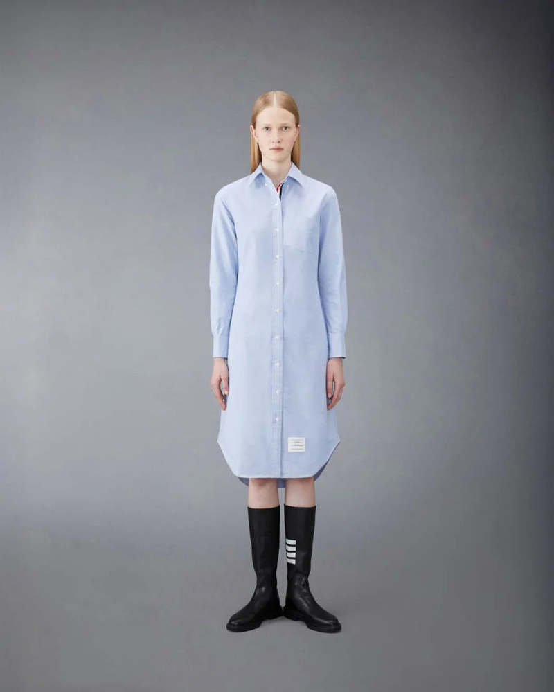 ★THOM BROWNE★ Cotton Shirt Dress Light Blue FDSD91AF018448 Thom Browne Shirt dress - Light Blue - Women | FDSD91AF0184480