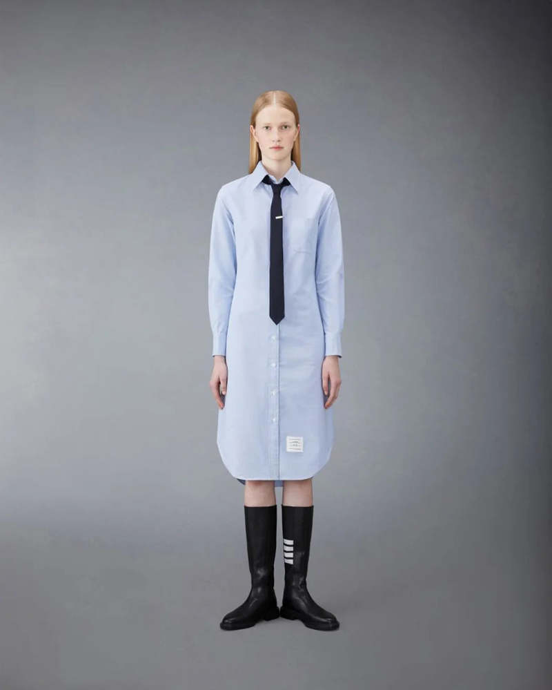 ■THOM BROWNE■ Cotton Shirt Dress Light Blue FDSD91AF018448 Thom Browne Oxford-cotton Shirtdress | Blue | FARFETCH CA