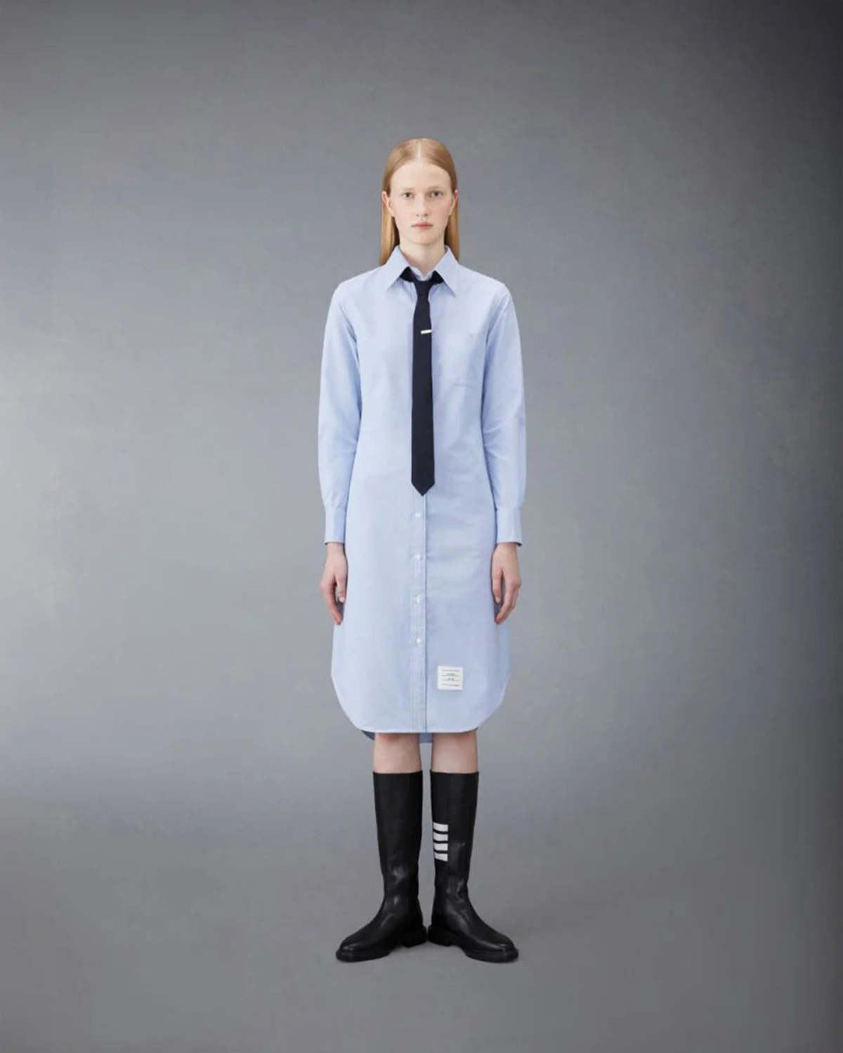 THOM BROWNE レディース 長袖Tシャツ FJP053G 07976 100 Thom Browne Oxford Stripe Shirtdress - Light Blue | Garmentory