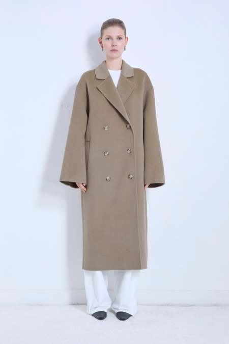 LouLou Studio Cirebo Suede Shearling Coat - Taupe | Garmentory