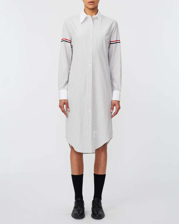 Thom Browne Knee Length Easy Fit Point Collar Shirtdress - Medium Grey |  Garmentory