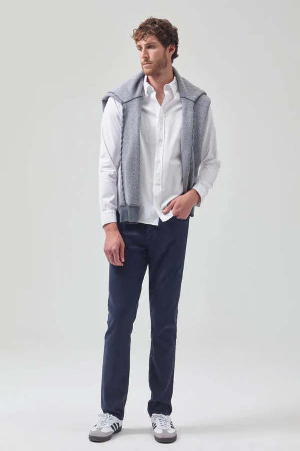 Citizens of Humanity Gage Slim Straight Stretch Linen Pants - Night Flight