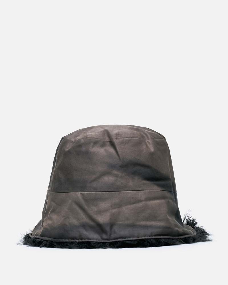 JiyongKim Sun-Bleached Faux Fur Reversible Bucket Hat - Dark Grey