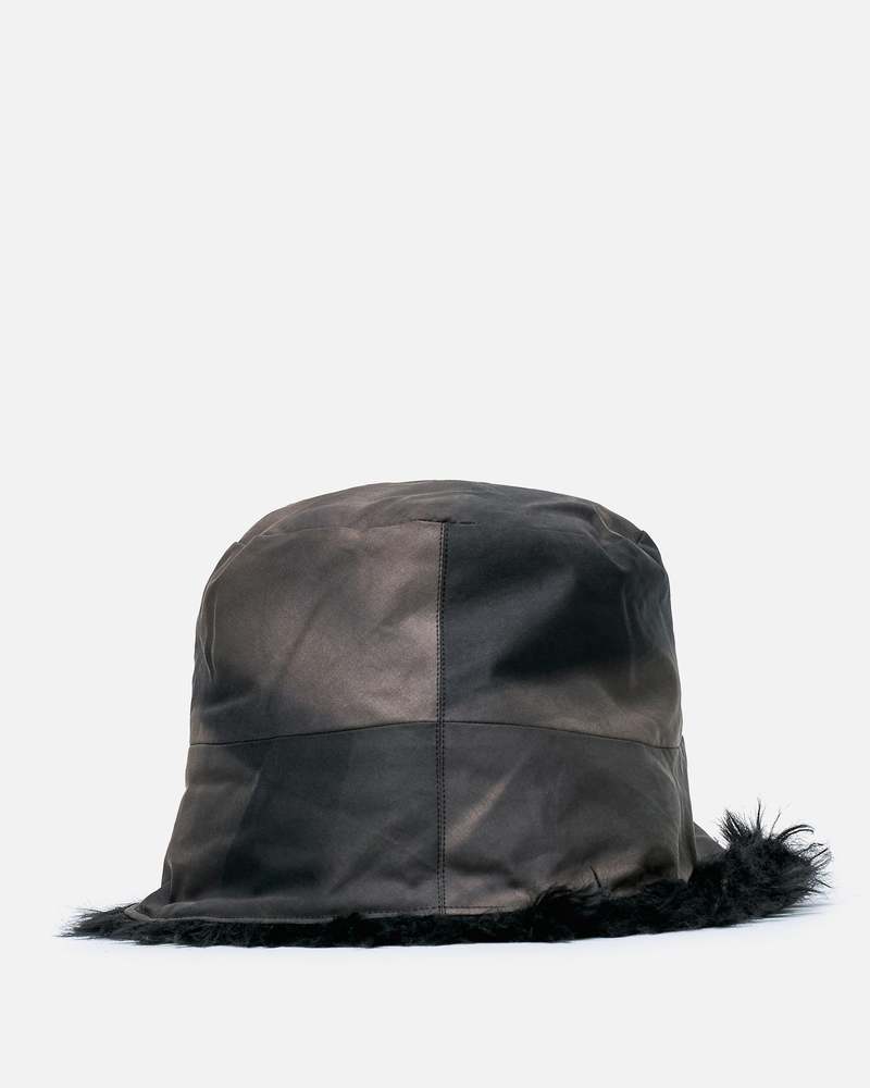 JiyongKim Sun-Bleached Faux Fur Reversible Bucket Hat - Dark Grey
