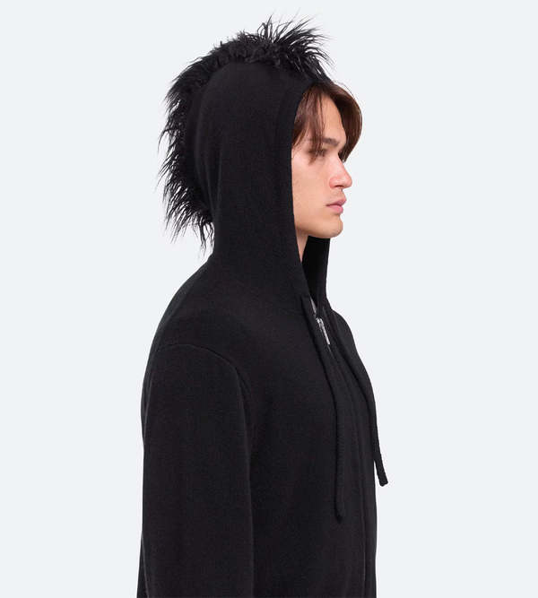 Helmut Lang Mohawk Full Zip Hoodie - Black | Garmentory