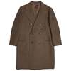 J.J. Simón Burgos Overcheck Herringbone Tweed Polo Coat - Walnut - Thumbnail 1