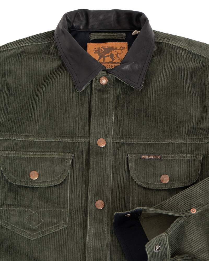 Indigofera Fargo Corduroy 8W Trucker Jacket - Green 