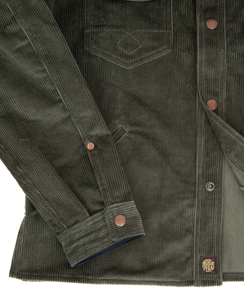 Indigofera Fargo Corduroy 8W Trucker Jacket - Green 