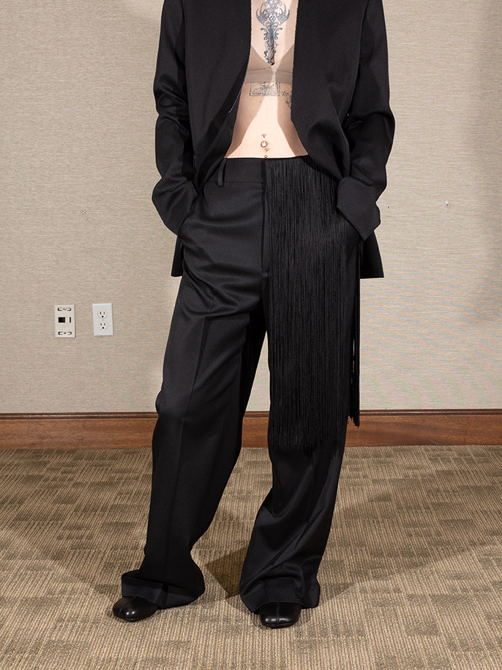 MM6 Maison Margiela Fringe Trouser - Black | Garmentory