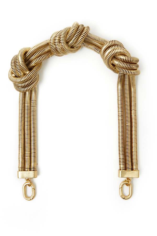 Clare V. Shortie Strap Knotted Chain - Vintage Gold