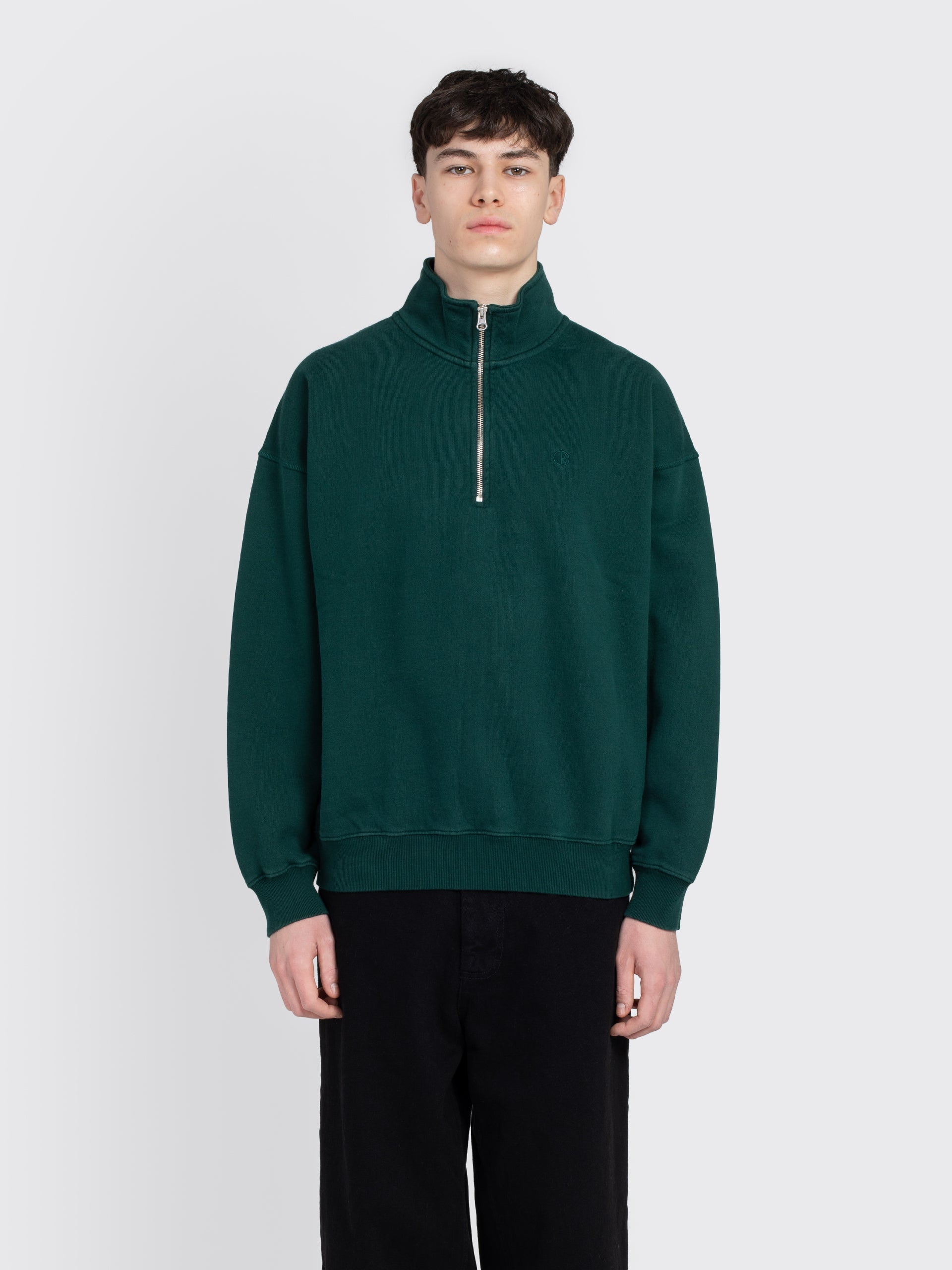 Polar Skate Co. Frankie Half Zip Sweater - Dark Emerald