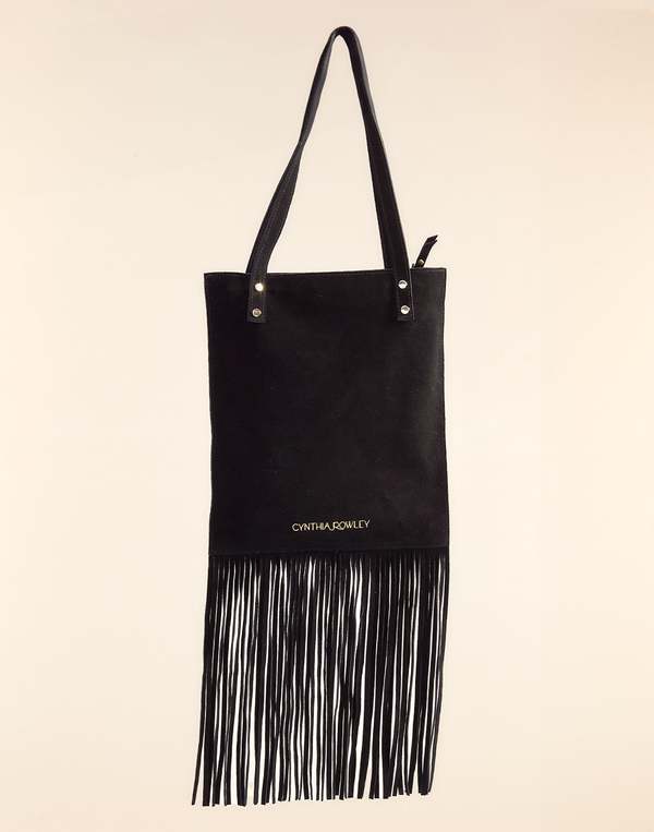 Cynthia Rowley Felicity Fringe Suede Tote - Black