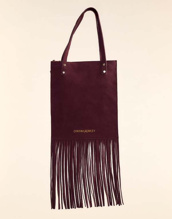 Cynthia Rowley Felicity Fringe Suede Tote - Burgundy