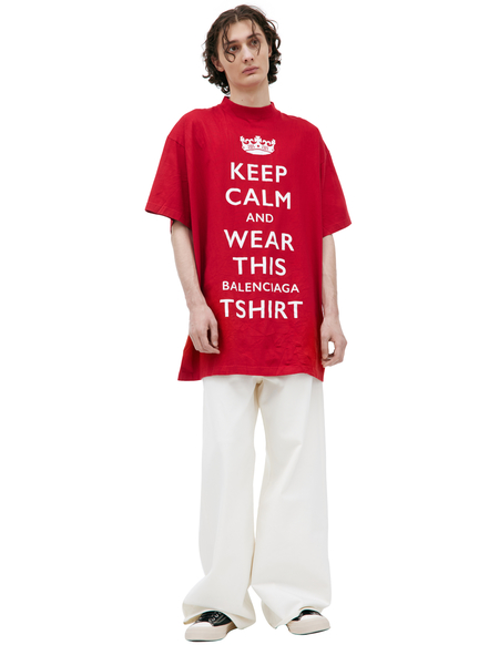 正規店買付【BALENCIAGA】クロップドTシャツ「Keep Calm」 Balenciaga Keep Calm Oversized T-Shirt | Saks Fifth Avenue