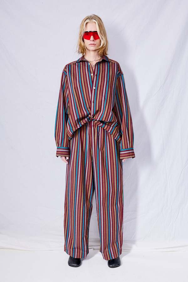 Baserange Ole Pants - Maroon Multi Stripe | Garmentory