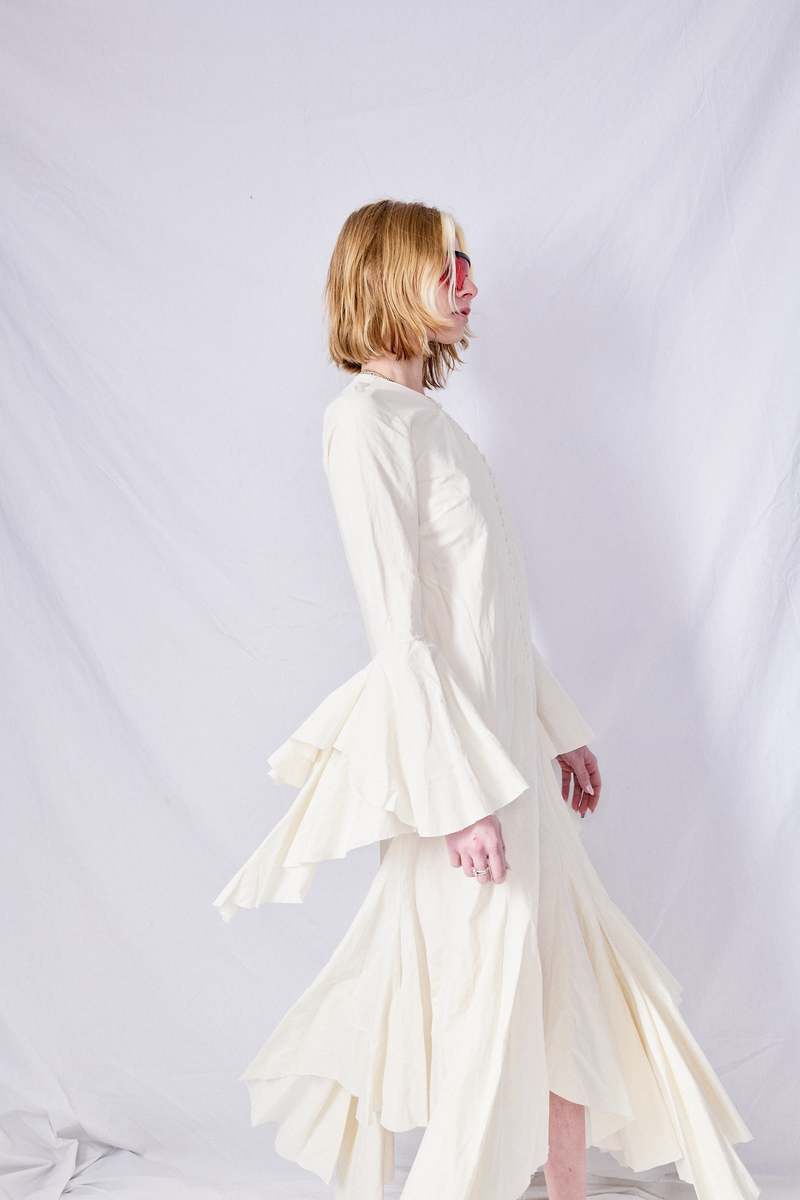 Marques Almeida Wrinkled Cotton Long Handkerchief Dress - White Marques Almeida Wrinkled Cotton Long Handkerchief Dress - White