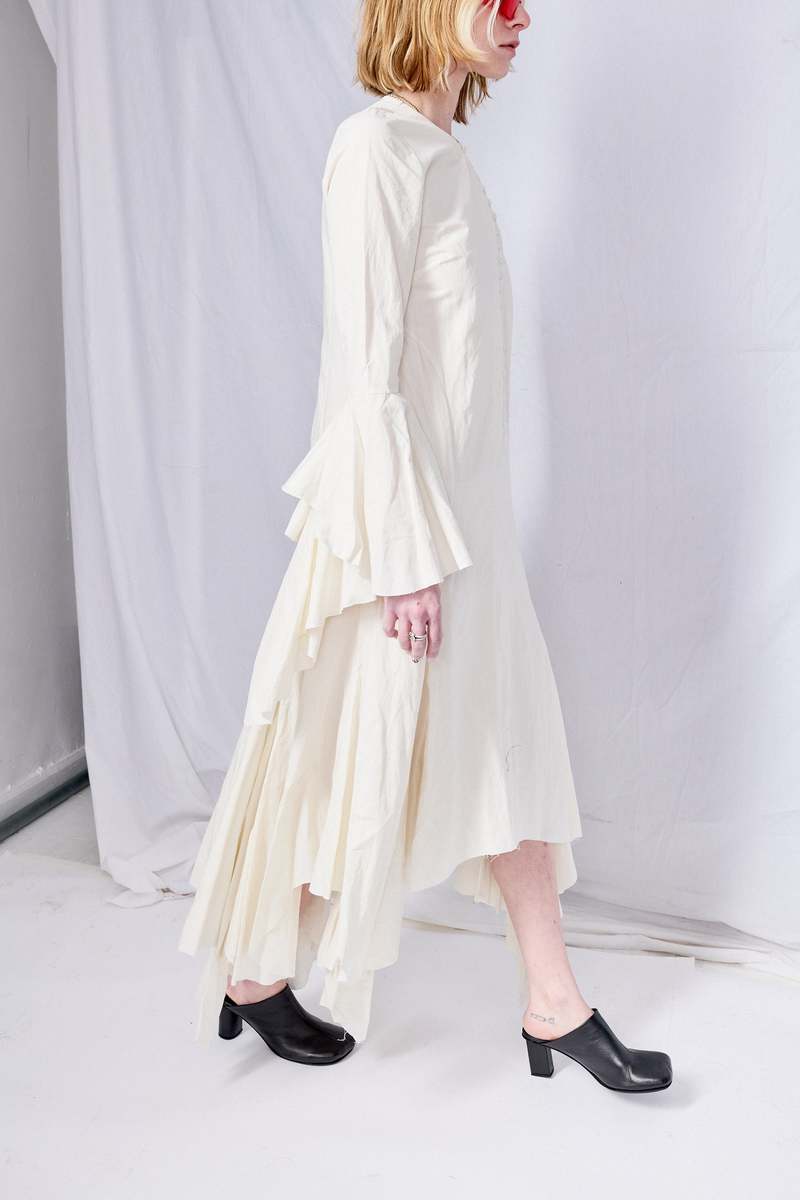 Marques Almeida Wrinkled Cotton Long Handkerchief Dress - White Marques Almeida Wrinkled Cotton Long Handkerchief Dress - White