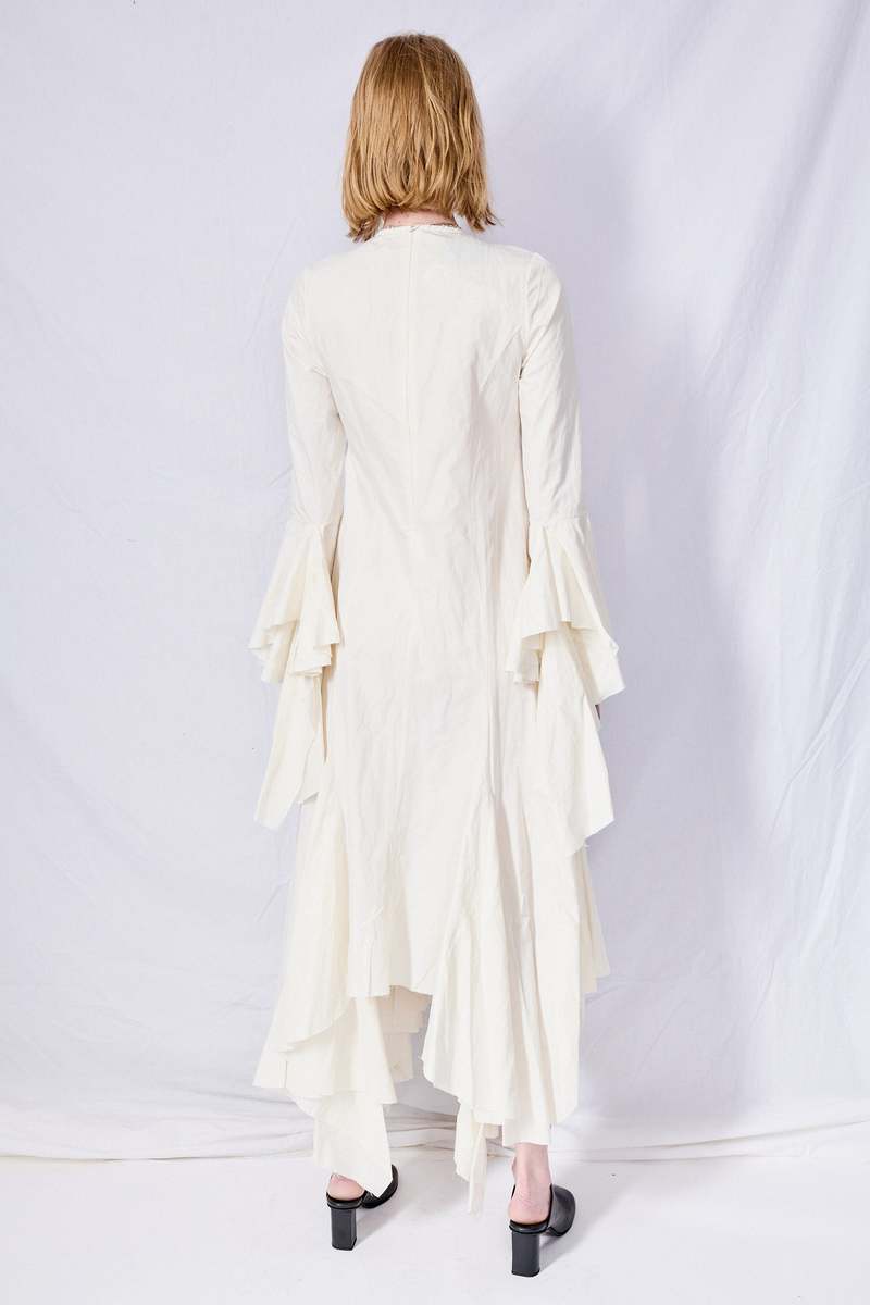 Marques Almeida Wrinkled Cotton Long Handkerchief Dress - White Marques Almeida Wrinkled Cotton Long Handkerchief Dress - White