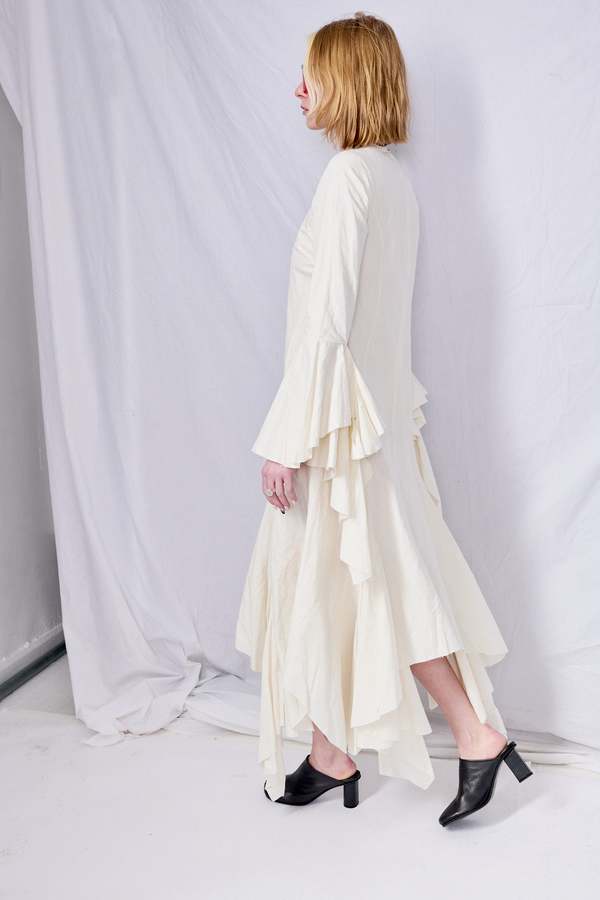 Marques Almeida Wrinkled Cotton Long Handkerchief Dress - White Marques Almeida Wrinkled Cotton Long Handkerchief Dress - White