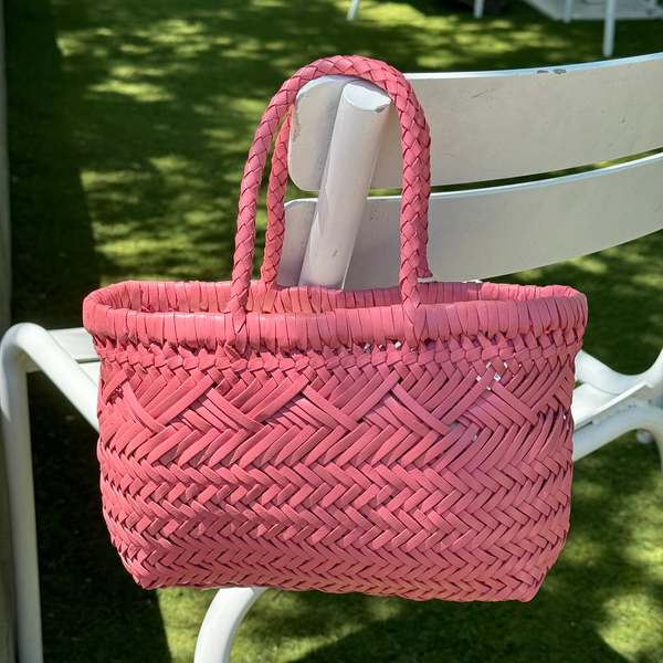★Dragon Diffusion★Mini Flat Gora★Natural Dragon Diffusion - Mini Flat Gora Pearl Woven Leather Bag