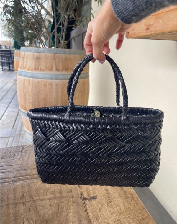 DRAGON DIFFUSION レディース かごバッグ MINI FLAT GORA Dragon Diffusion - Mini Flat Gora Strawberry Woven Leather Bag
