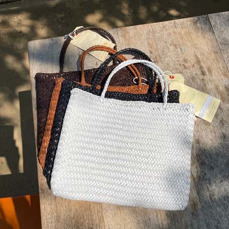 Multi Octo Weave Leather Tote Bag | Garmentory