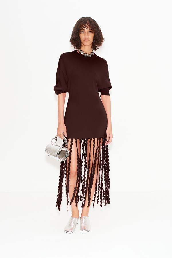 Simon Miller Wallis Knit Fringe Dress - Choco Brown | Garmentory