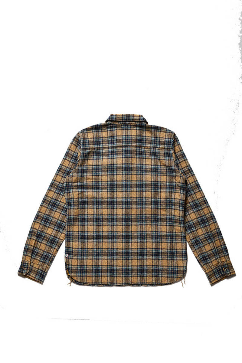 privateandco Pure Blue Japan Tweed Check Double Pocket Shirt - Beige