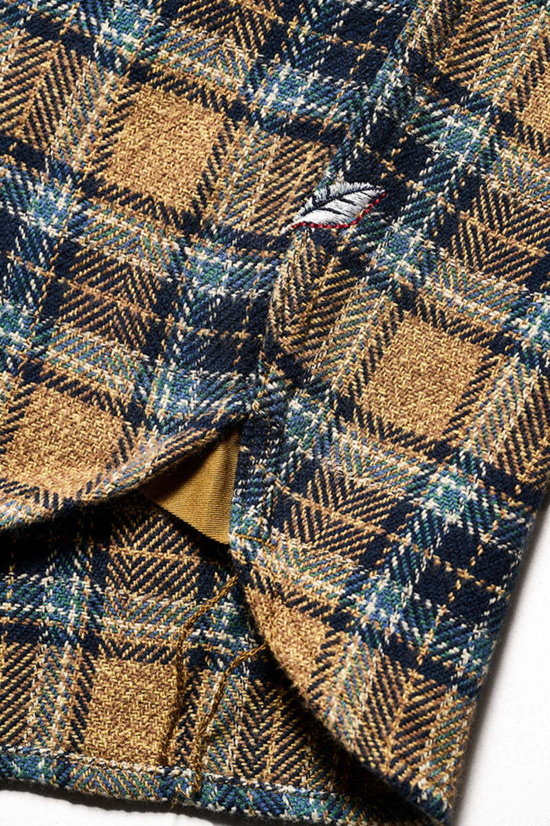 privateandco Pure Blue Japan Tweed Check Double Pocket Shirt - Beige