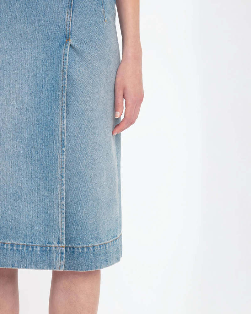 Victoria Beckham Denim Wrap Detail Skirt - Pale Blue Wash